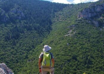Hiking the historical stone-paved mule tracks near the Menalon Trail