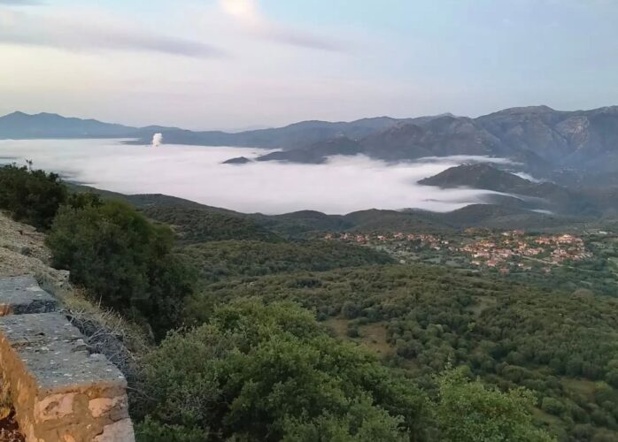 Morning mist over the valley below Syrna, Gortynia, Arcadia