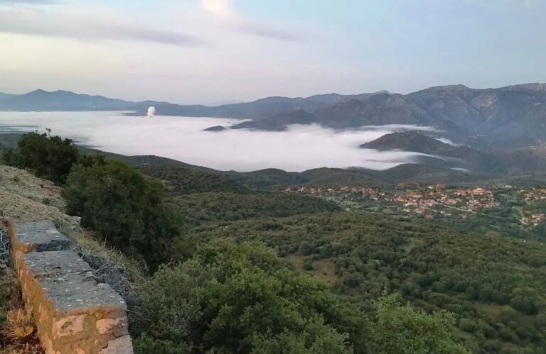 Morning mist over the valley below Syrna, Gortynia, Arcadia